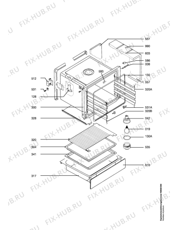 Взрыв-схема плиты (духовки) Aeg 6433V-EW EURO - Схема узла Oven